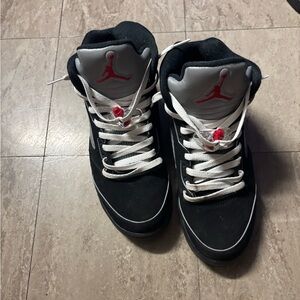 Nike Air Jordan Men's Black & Grey High-Top Sneakers with Red Accents